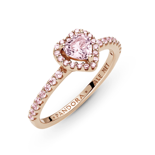 Anillo Oro Rosa Corazón Elevado Rosado