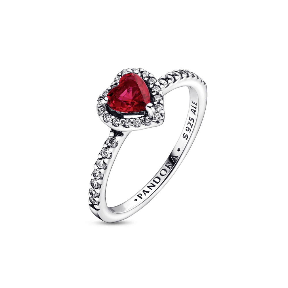 Anillo Corazón Elevado Rojo