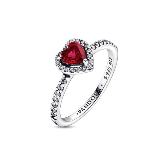 Anillo Corazón Elevado Rojo