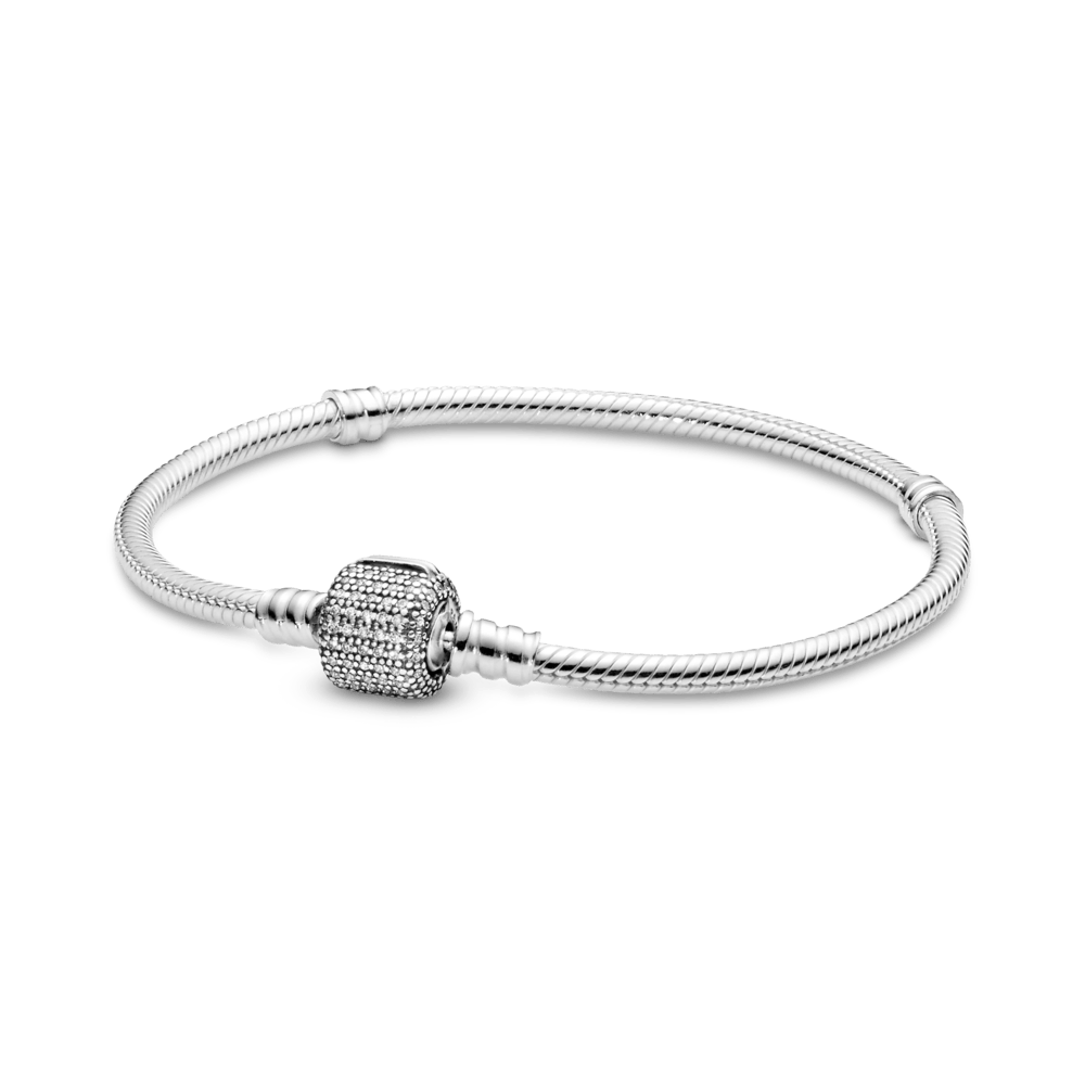 Brazalete Pandora Moments Cadena de Serpiente con Broche de Pavé Centelleante