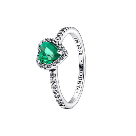 Anillo Corazón Elevado Verde